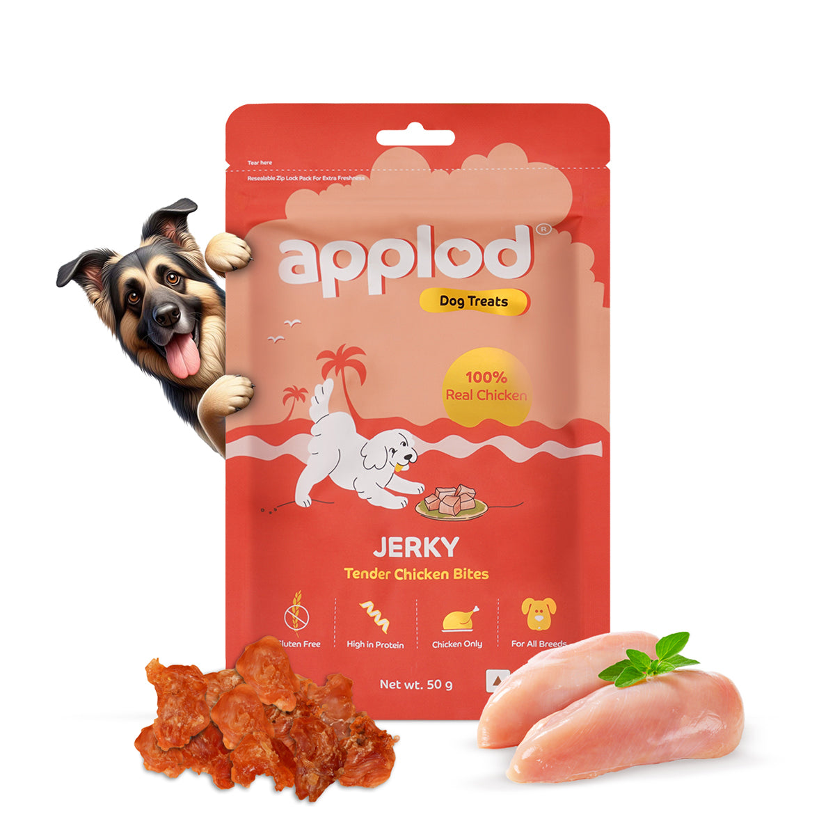 Applod Tender Chicken Jerky Bites Dog Treat - 50g