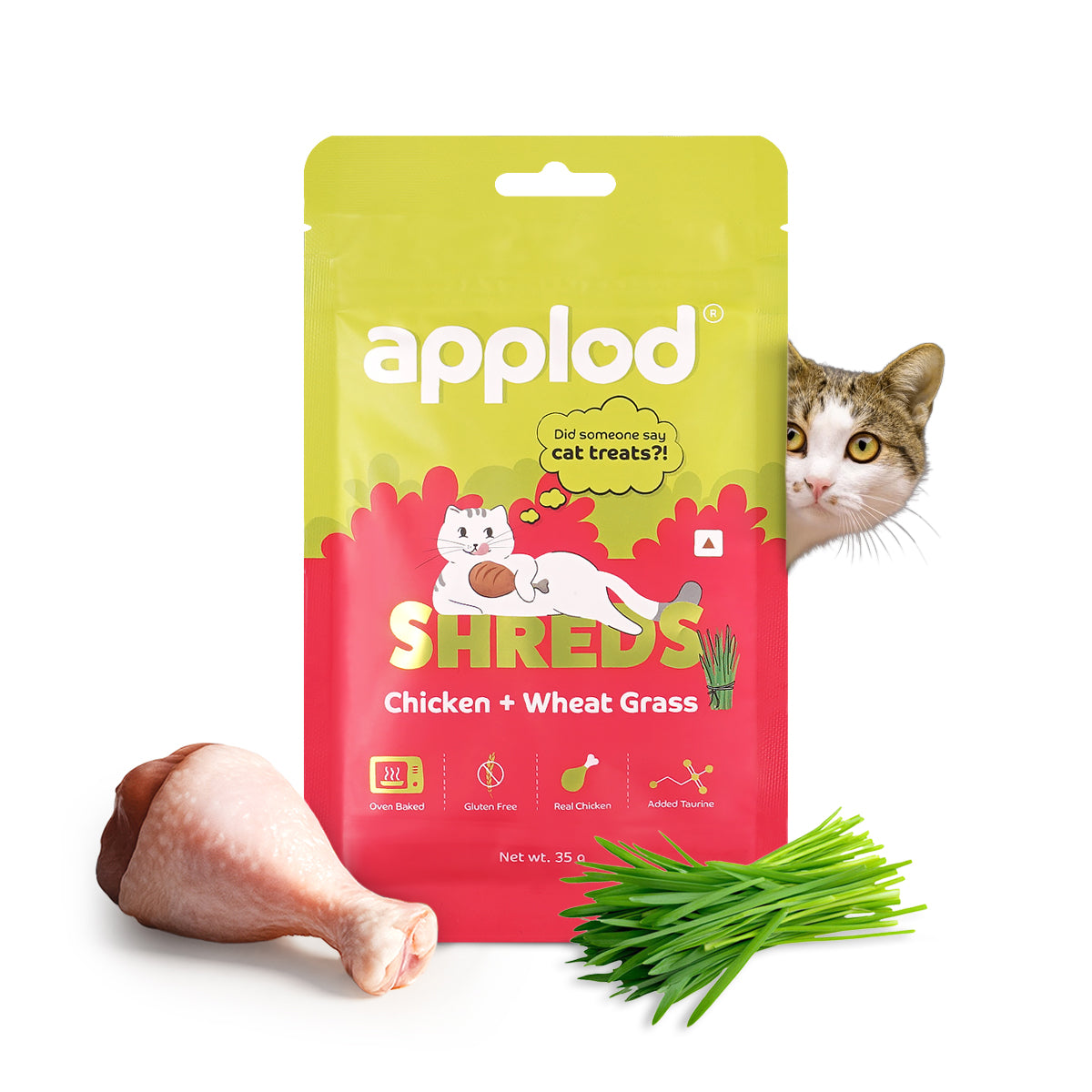 Applod Chicken with Wheat Grass Cat Treat - 35g