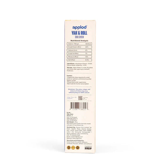 Applod Yak & Roll Peanut Butter & Banana Yak Chew for Dogs