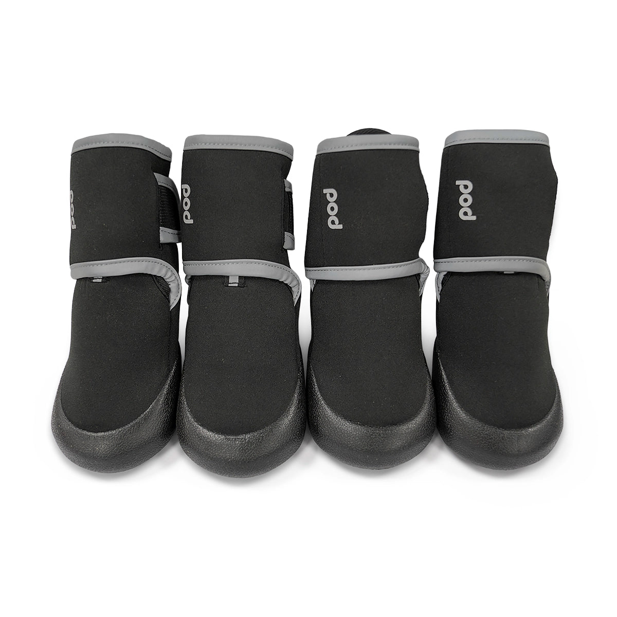 Pod Non-Slip Sole Outdoor Long Boots With Reflective Straps For Dogs - Black
