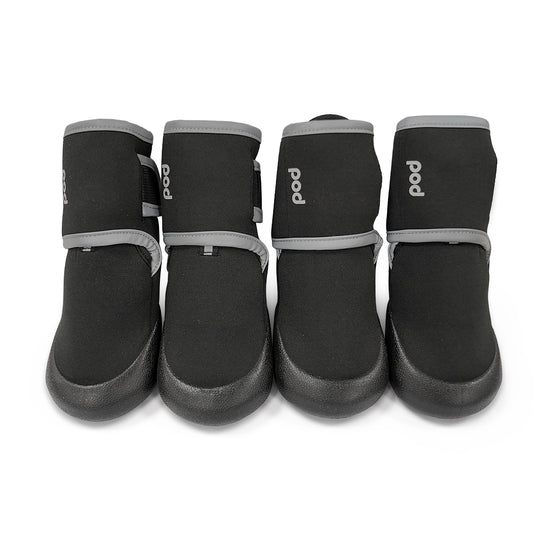 Pod Non-Slip Sole Outdoor Long Boots With Reflective Straps For Dogs - Black