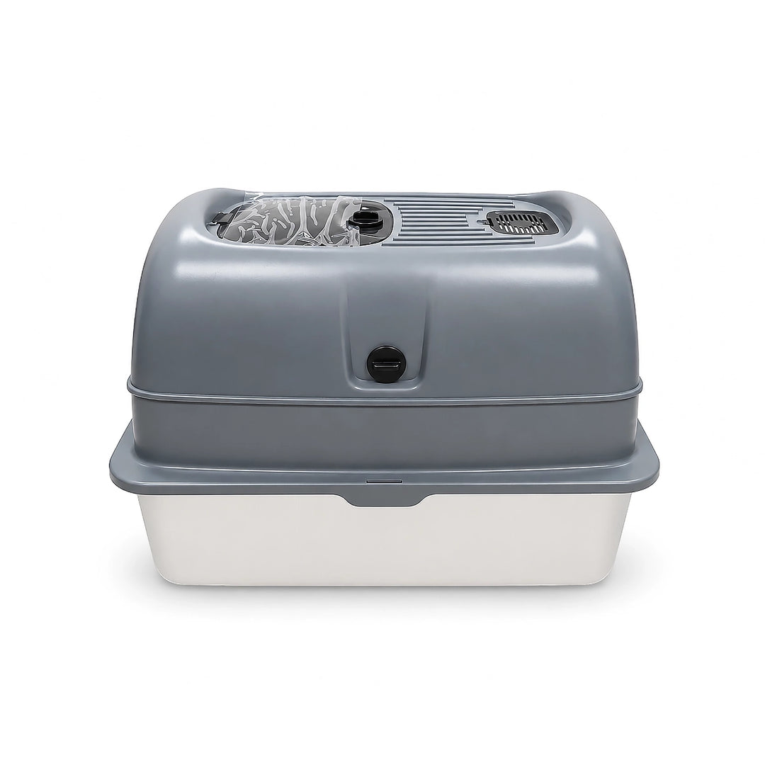 Catmos Stainless Steel Enclosed Cat Litter Box - Grey - 61x41x41cm (LxWxH)