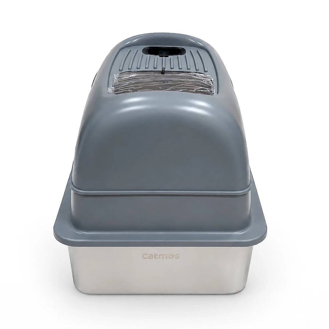 Catmos Stainless Steel Enclosed Cat Litter Box - Grey - 61x41x41cm (LxWxH)