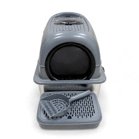 Catmos Stainless Steel Enclosed Cat Litter Box - Grey - 61x41x41cm (LxWxH)