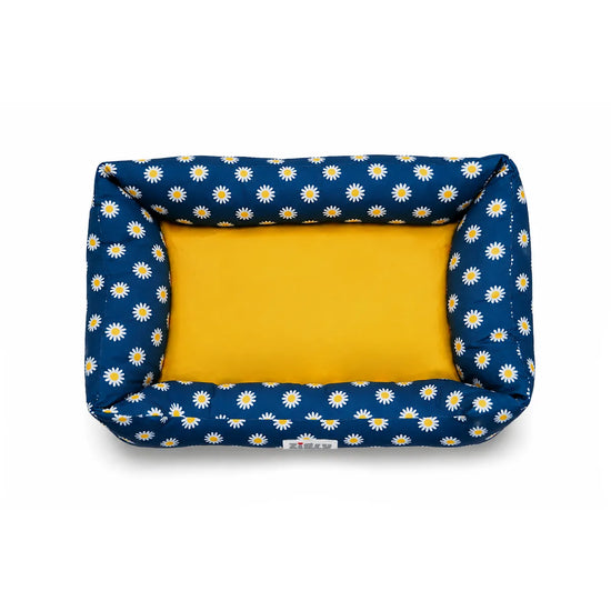 ZL Daisy Printed Lounger Dog Bed - Navy
