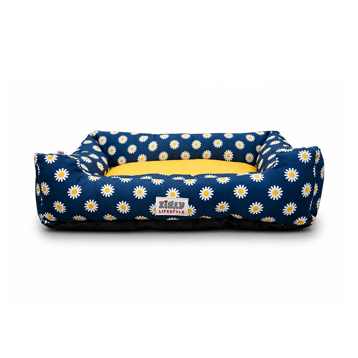 ZL Daisy Printed Lounger Dog Bed - Navy