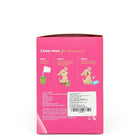 Zigly pet paw cleaner packaging with 3 easy steps and dog illustrations on pink background