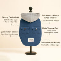 ZL Classic Cozy Denim Hoodie for Dogs