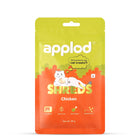 Zigly Applod Shreds chicken cat treats package with cartoon cat, oven baked, gluten free, added taurine