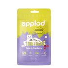 Zigly Applod cat treats package with tuna and cranberry flavor, oven baked and gluten free