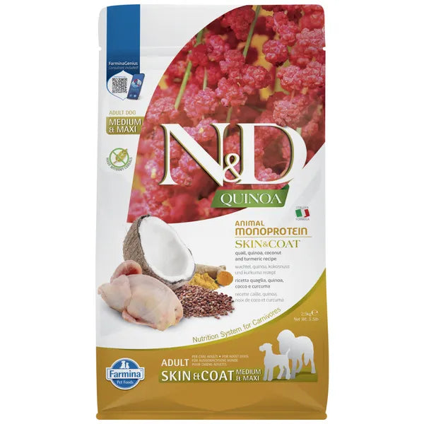 Farmina N&D Quinoa Quail, Coconut & Turmeric (Skin & Coat) Medium & Maxi Breed Dry Adult Dog Food