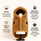 Zigly soft cotton-poly fleece pet vest with hood, breathable armholes, and brushed interior for warmth