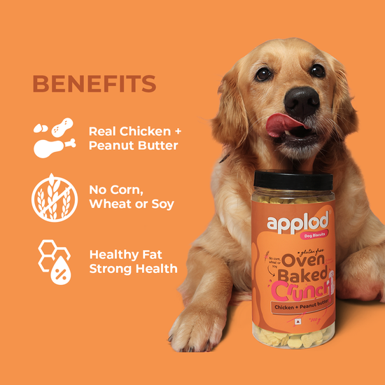Applod Crunch-a-Licious Gluten Free Chicken and Peanut Butter Dog Biscuits - 800g