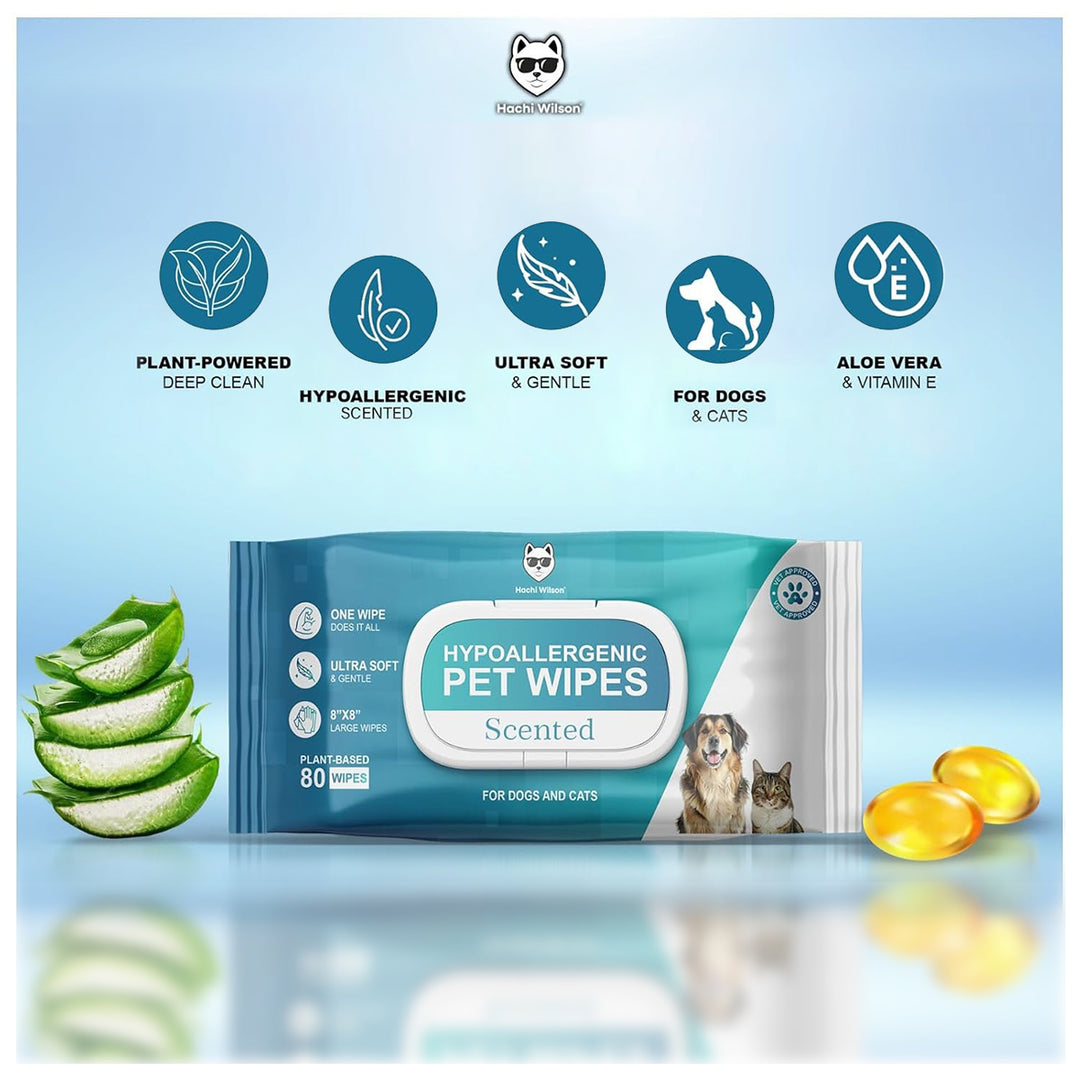 Hachi Wilson Premium Hypoallergenic Plant - Based Pet Wipes - (Pack of 1) 250g