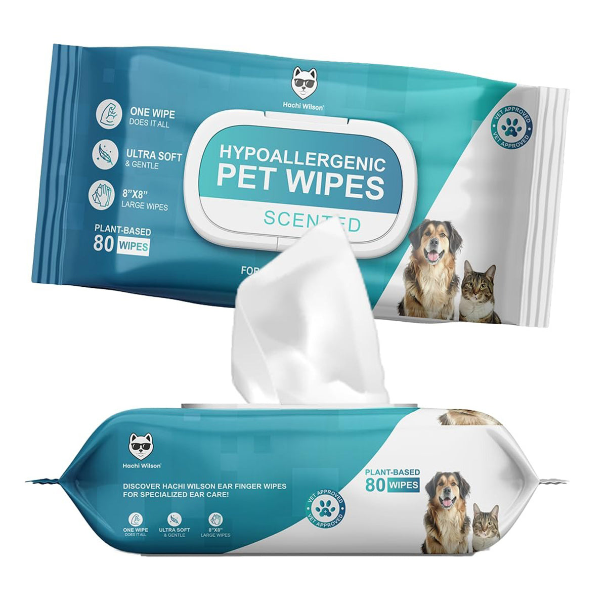Hachi Wilson Premium Hypoallergenic Plant - Based Pet Wipes - (Pack of 1) 250g
