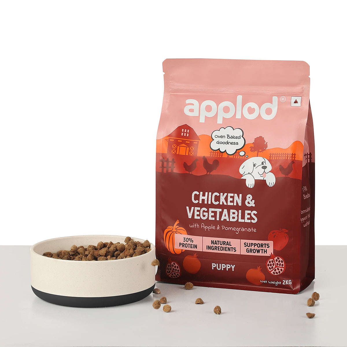 Applod Chicken & Vegetables with Apple & Pomegranate Dry Dog Food for Puppies