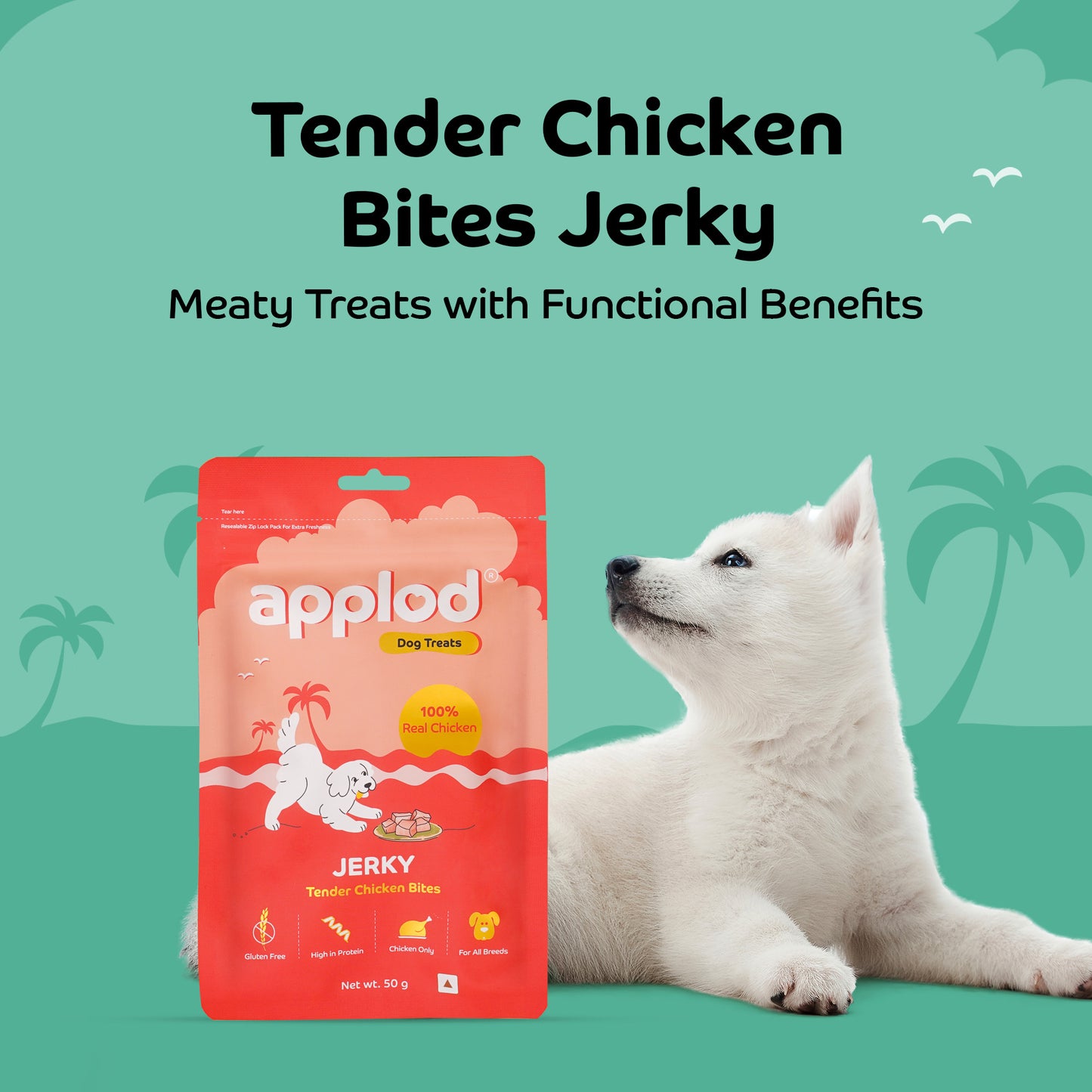 Applod Tender Chicken Jerky Bites Dog Treat - 50g