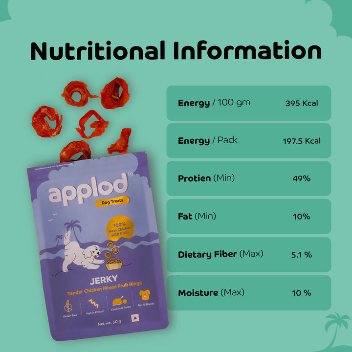 Applod Tender Chicken Mix Fruit Rings Dog Treat - 50g