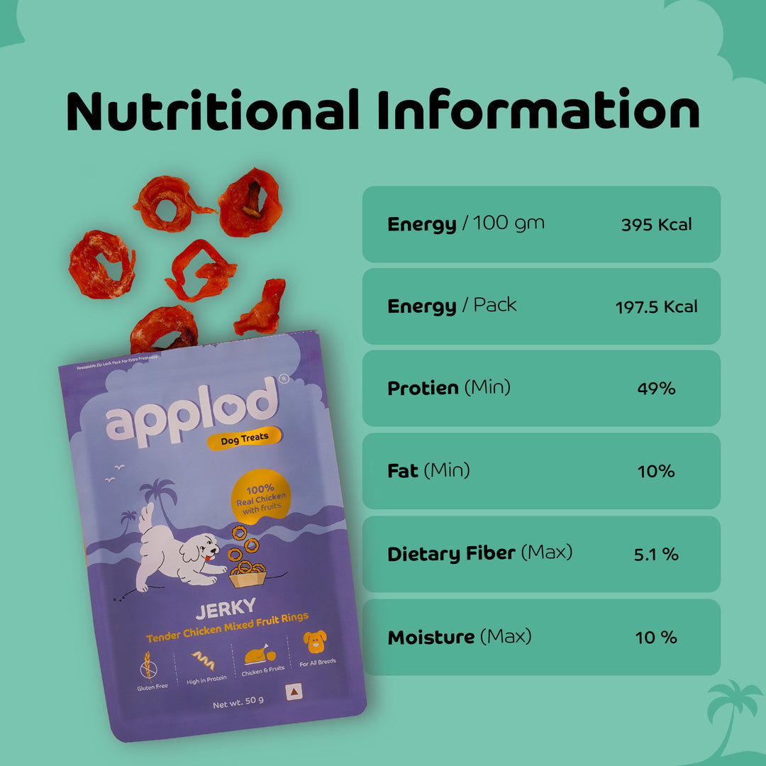 Applod Tender Chicken Mix Fruit Rings Dog Treat - 50g