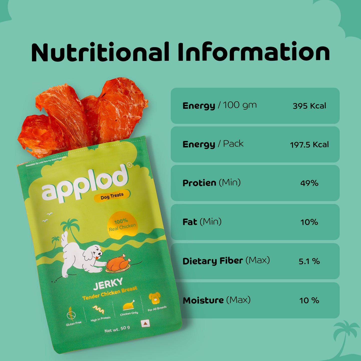 Applod Tender Chicken Breast Dog Treats- 50g