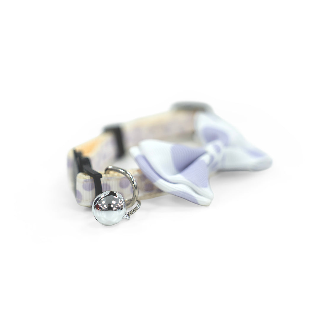 ZL Lilac Dot Bell & Bow Cat Collar