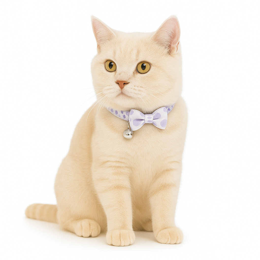 ZL Lilac Dot Bell & Bow Cat Collar