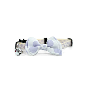 ZL Lilac Dot Bell & Bow Cat Collar