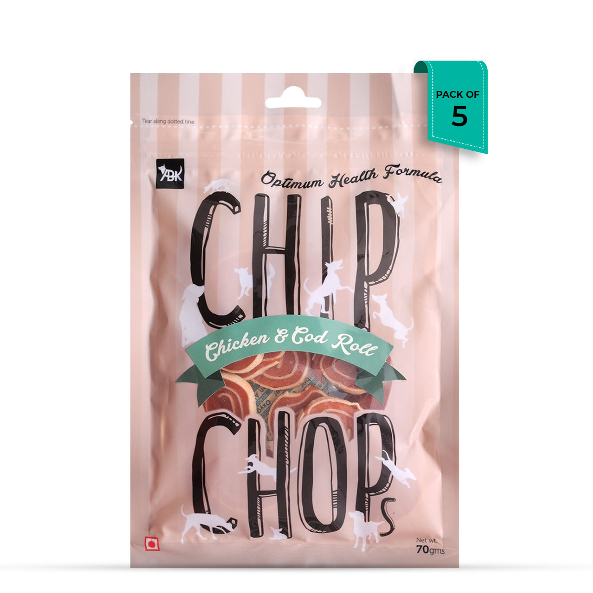 Chip Chops Chicken & Codfish Rolls Dog Meaty Treat - 70g