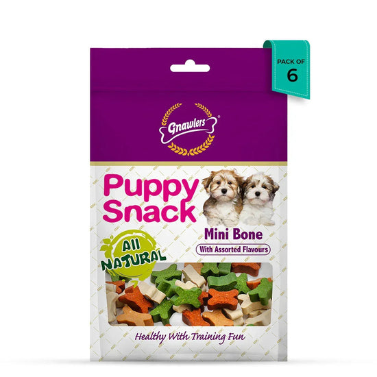 Gnawlers Puppy Snack Mini Bone Assorted Flavor Puppy Treat - 250g