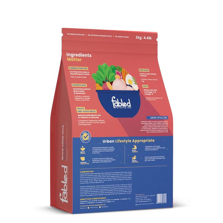 Fabled Grow Little One With Fresh Chicken, Turkey And Duck Dry Dog Food - Small & Medium Breed Puppy