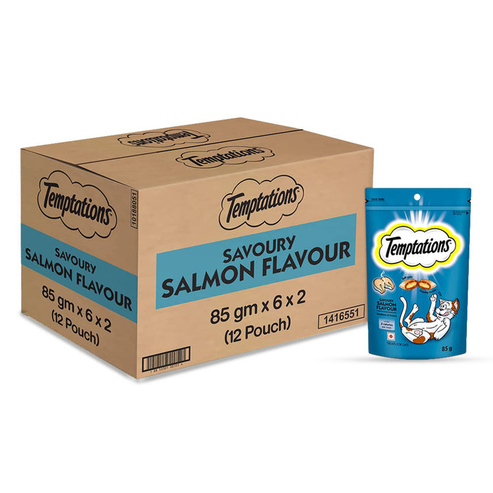 Temptations Savoury Salmon Flavour Cat Treat - 85g (Pack Of 12)