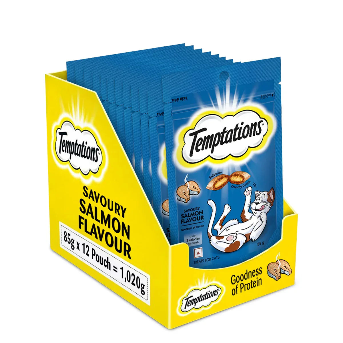 Temptations Savoury Salmon Flavour Cat Treat - 85g (Pack Of 12)