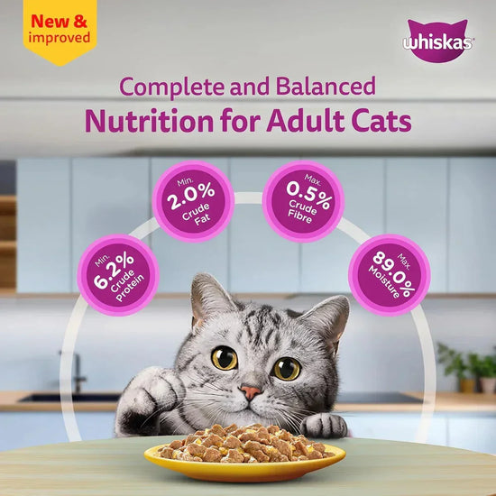 Whiskas Chicken in Gravy Wet Cat Food - All Breeds Adult (+1 year) - 80g (Pack Of 56) - Zigly