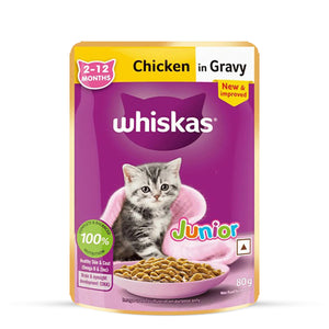 Whiskas Chicken in Gravy Wet Cat Food - All Breeds Kitten (2-12 months) - Zigly