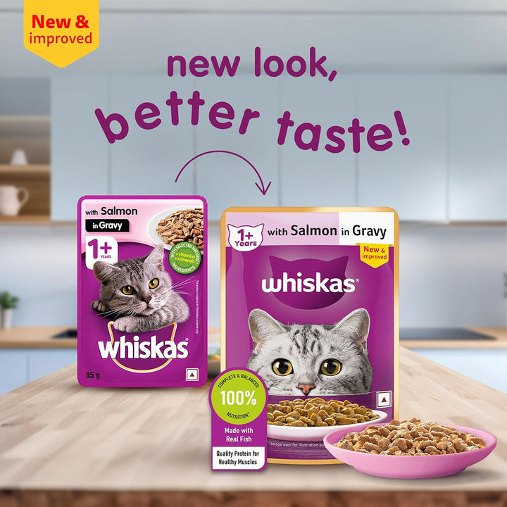 Whiskas Salmon in Gravy Wet Cat Food - All Breeds Adult (+1 year) - 80 g