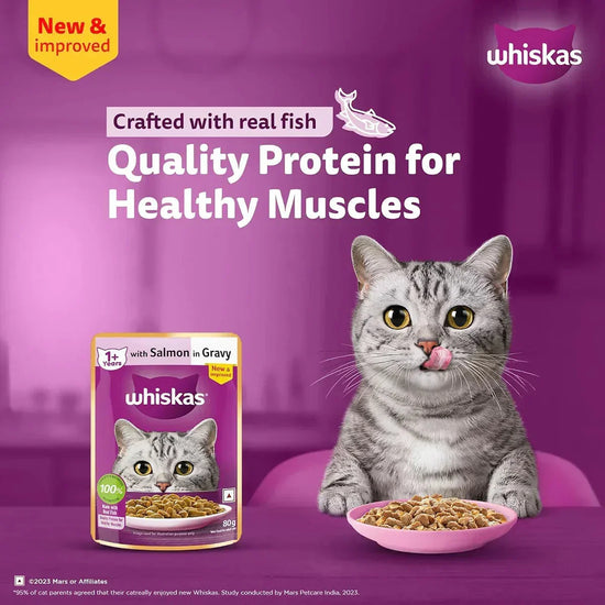 Whiskas Salmon in Gravy Wet Cat Food - All Breeds Adult (+1 year) - 80 g - Zigly