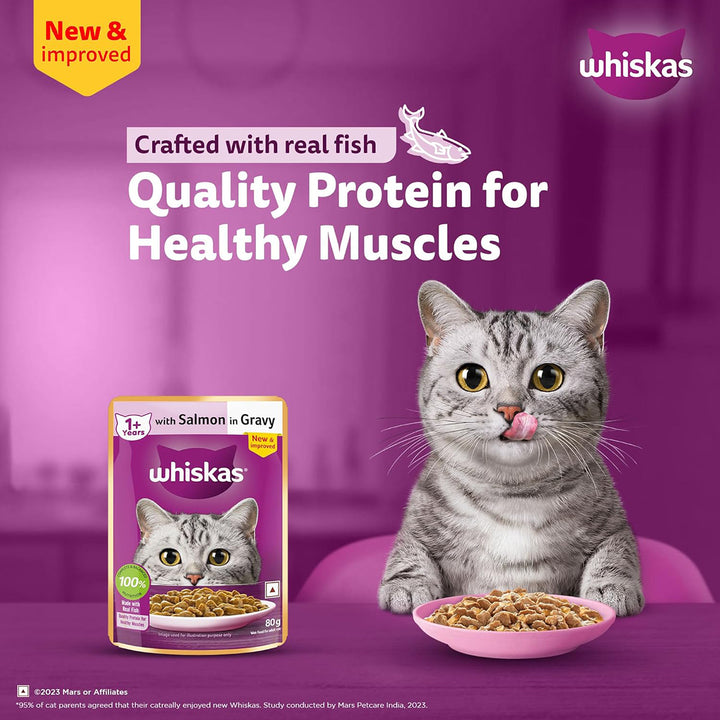 Whiskas Salmon in Gravy Wet Cat Food - All Breeds Adult (+1 year) - 80 g