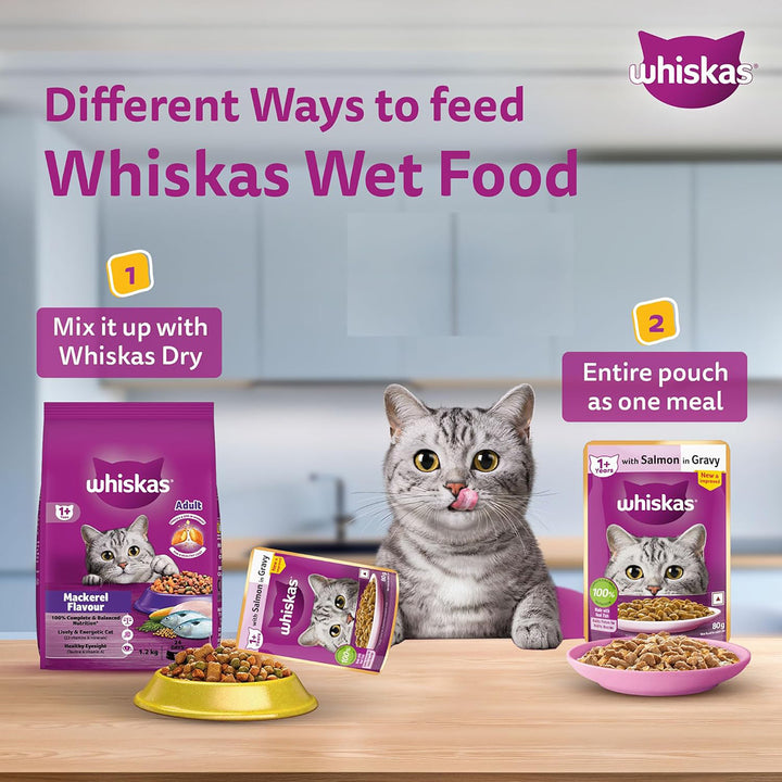Whiskas Salmon in Gravy Wet Cat Food - All Breeds Adult (+1 year) - 80 g