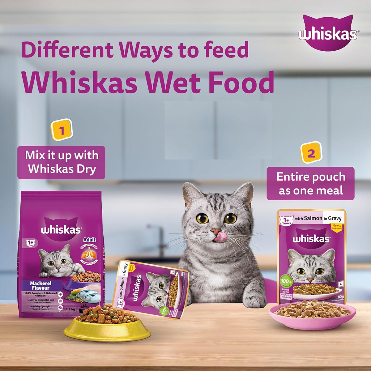 Whiskas Salmon in Gravy Wet Cat Food - All Breeds Adult (+1 year) - 80 g