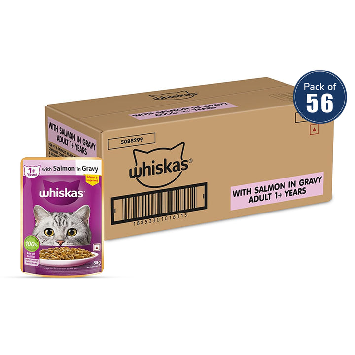 Whiskas Salmon in Gravy Wet Cat Food - All Breeds Adult (+1 year) - 80 g