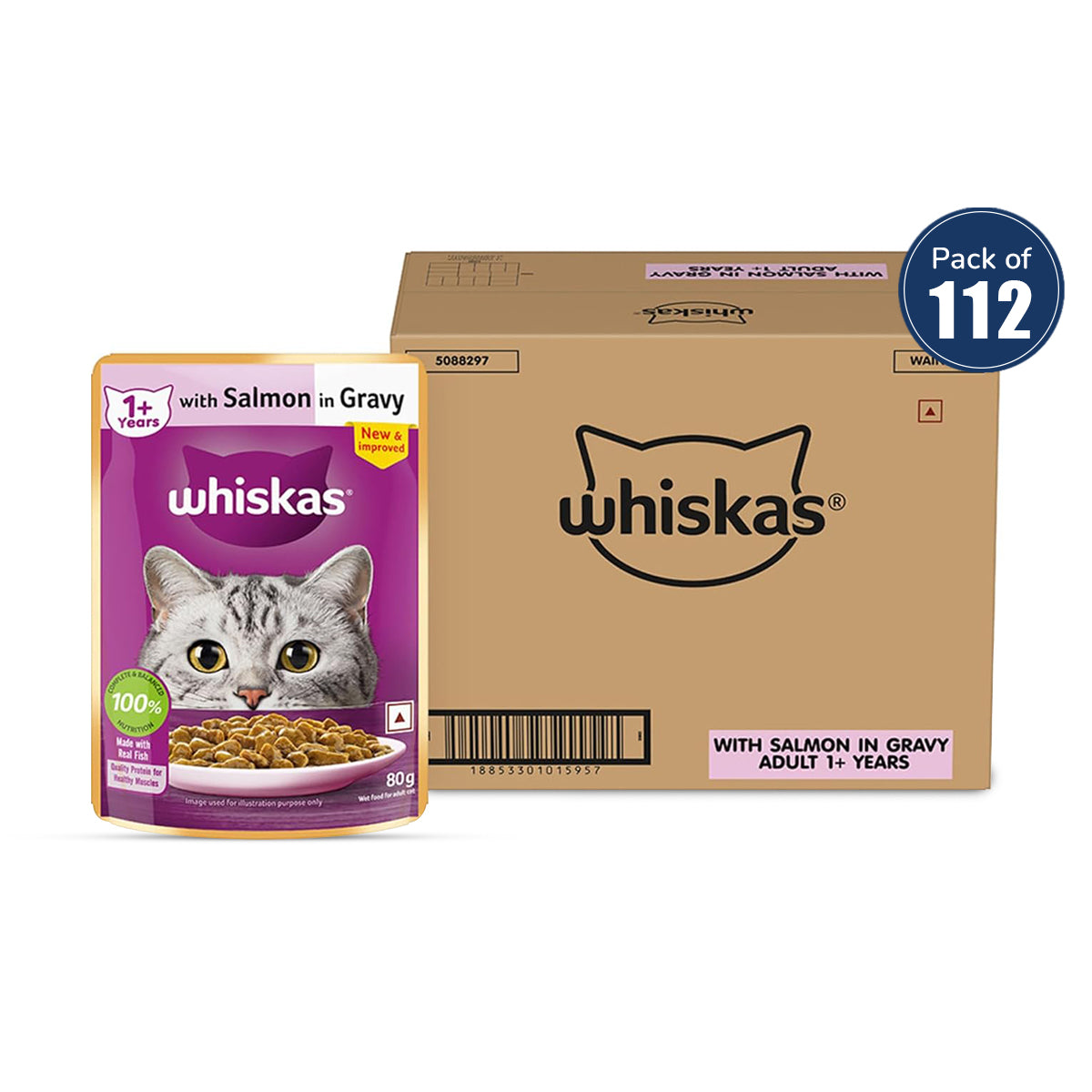 Whiskas Salmon in Gravy Wet Cat Food - All Breeds Adult (+1 year) - 80 g