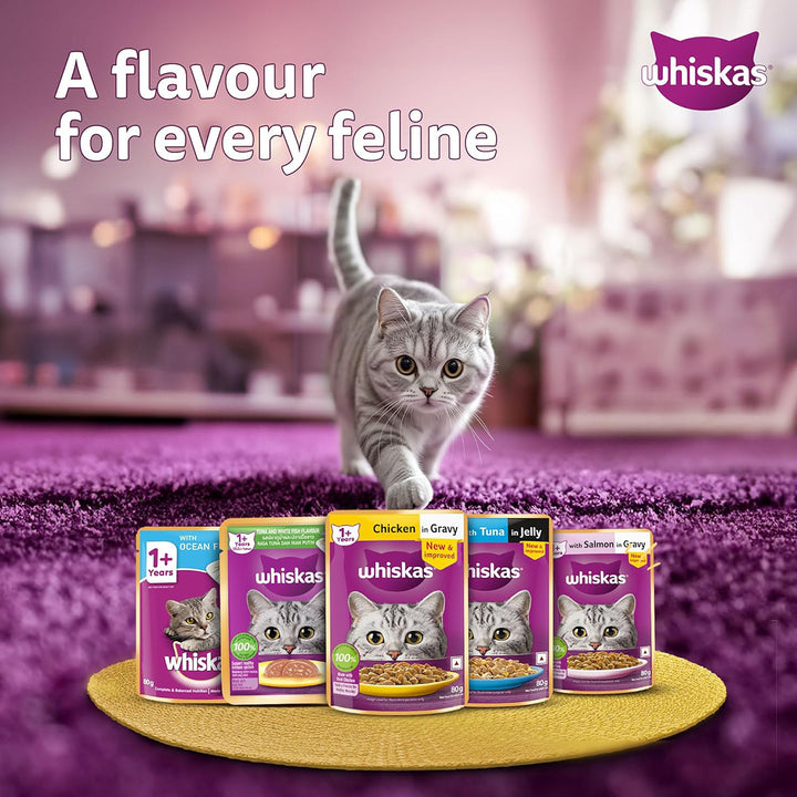 Whiskas Tuna in Jelly Wet Cat Food - All Breeds Adult (+1 year) - 80g (Pack Of 112)