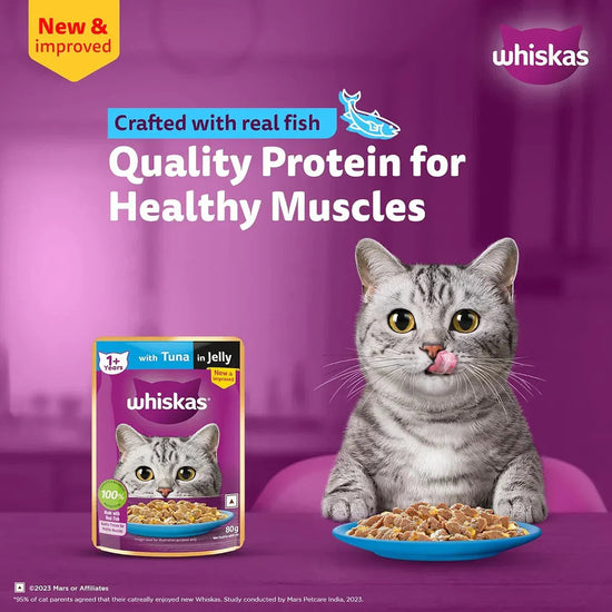 Whiskas Tuna in Jelly Wet Cat Food - All Breeds Adult (+1 year) - 80g (Pack Of 112) - Zigly