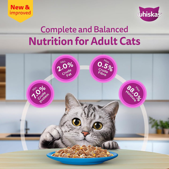 Whiskas Tuna in Jelly Wet Cat Food - All Breeds Adult (+1 year) - 80g (Pack Of 112)