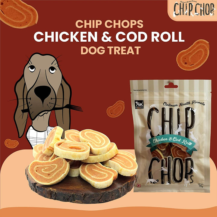 Chip Chops Chicken & Codfish Rolls Dog Meaty Treat - 70g