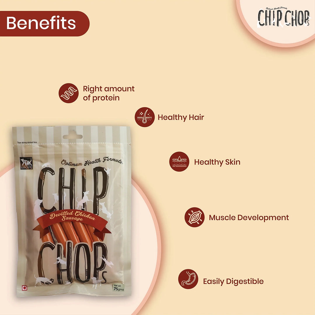 Chip Chops Chicken Sausages Dog Meaty Treat – 75g