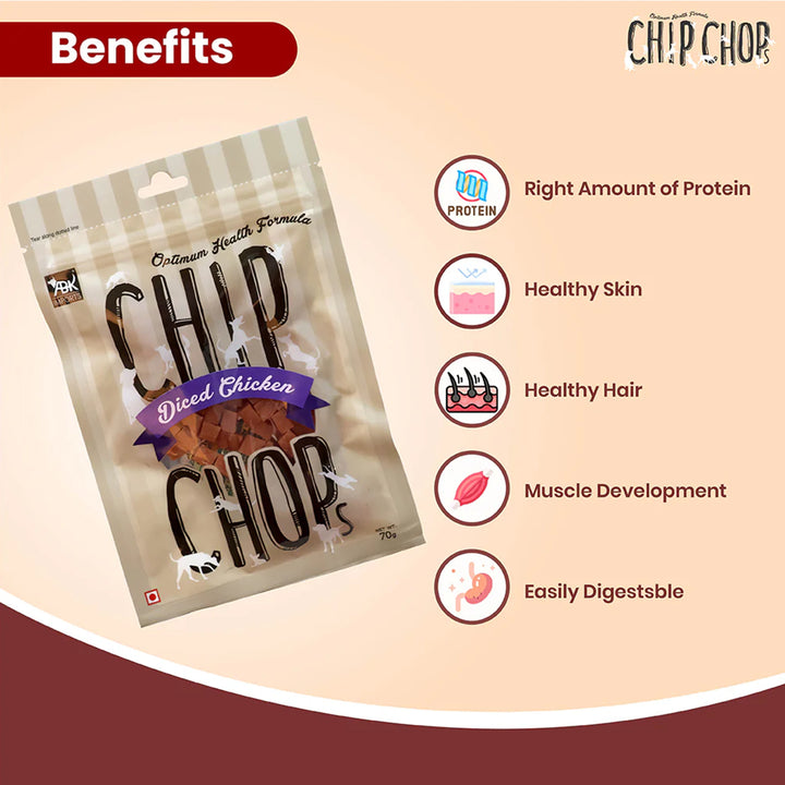 Chip Chops Diced Chicken Dog Meaty Treat - 70g