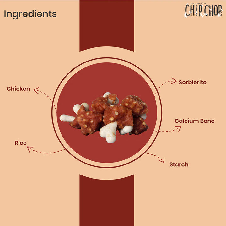 Chip Chops Chicken & Calcium Bone Dog Meaty Treat - 70g