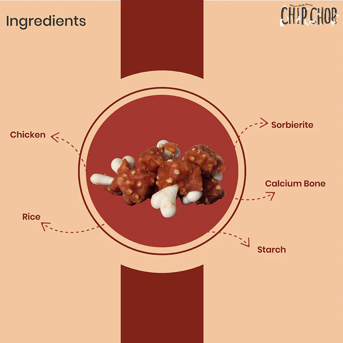 Chip Chops Chicken & Calcium Bone Dog Meaty Treat - 70g