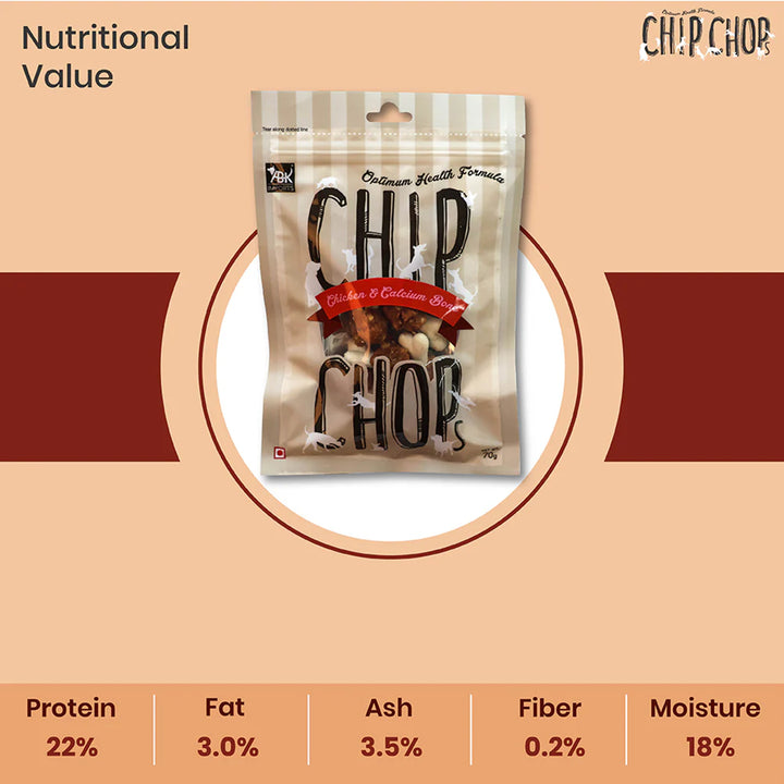 Chip Chops Chicken & Calcium Bone Dog Meaty Treat - 70g